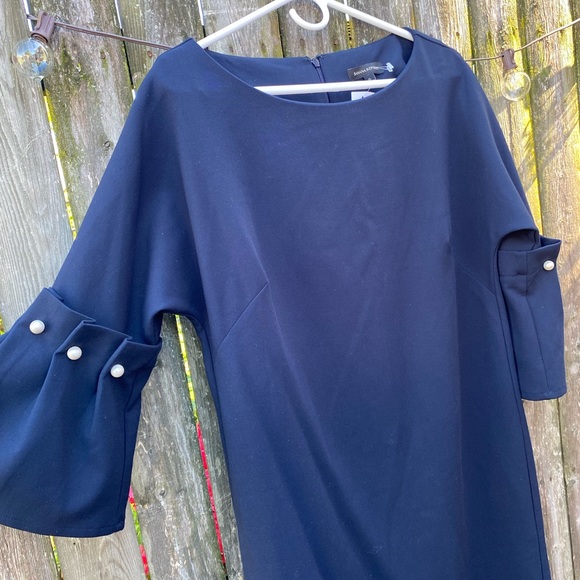 Banana Republic Bell-Sleeve Shift Dress With Pearl Accents - size 6 - Navy Blue - Picture 5 of 9